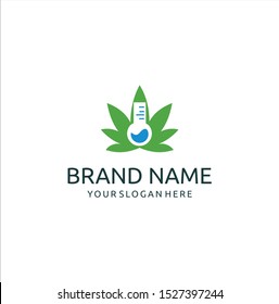 Cannabis Lab Logo design template. CBD Cannabis Marijuana Hemp Pot leaf Laboratory Logo Icon Nature Organic