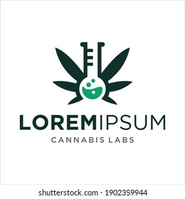 cannabis lab logo template design vector