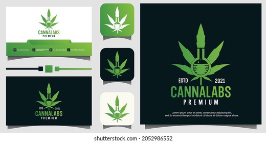 Cannabis lab logo template vector