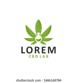 Cannabis lab and cannabis oil liquid drops logo vector