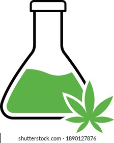 Cannabis Lab research and Experiment Concept Vector Icon Design, Marijuana and psychoactive drug Symbol on white background, Hashish and Hemp Sign,
