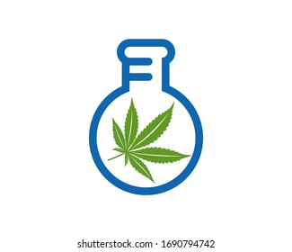 Plantilla vectorial de diseño del logotipo de los laboratorios de cannabis. Canabis creativo con fondo blanco