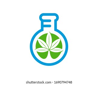 Plantilla vectorial de diseño del logotipo de los laboratorios de cannabis. Canabis creativo con fondo blanco