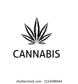 cannabis leaf abstract logo vector icon, dark color silhouette,