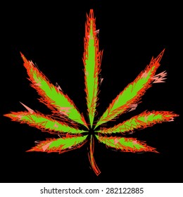 Cannabis leaf in abstract style