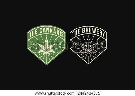 cannabis leaf badge logo design for cannabis and medical company business brand identity