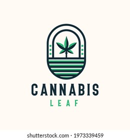 Cannabis Leaf Bagde Logo Template