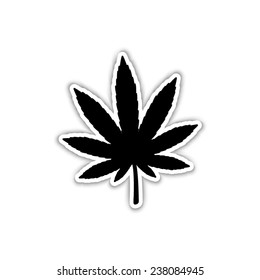  cannabis leaf  - black vector icon with shadow