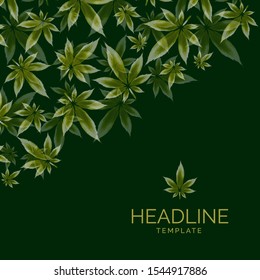 Cannabis leaf border seamless vector background