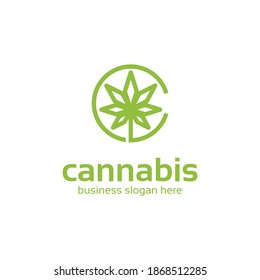Cannabis Leaf C Letter Logo. 
In this logo I combined letter "C" and leaf of cannabis ( marijuana )
Letter C. Marijuana, cannabis green leaf. Vector illustration