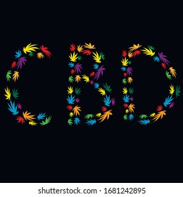 Hoja de cannabis cbd. Concepto de marihuana medicinal. Símbolo cbd de ilustración vectorial.