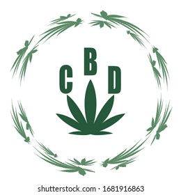 Cannabis leaf cbd. Concept of medicinal marijuana. Vector illustration cbd symbol.