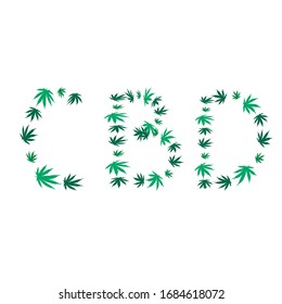 Hoja de cannabis cbd. Concepto de marihuana medicinal. Símbolo cbd de ilustración vectorial.