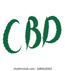 Hoja de cannabis cbd. Concepto de marihuana medicinal. Símbolo cbd de ilustración vectorial.