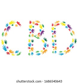 Hoja de cannabis cbd. Concepto de marihuana medicinal. Símbolo cbd de ilustración vectorial.