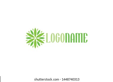 Cannabis leaf circle art logo design. Isolated on white background.