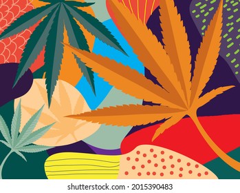 Cannabis leaf colourful background art and abstract