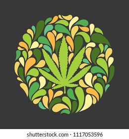 Cannabis leaf concept illustration. Vector design for prints, cards, t-shitrs, etc. 