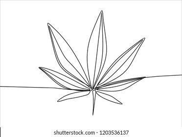 Cannabis leaf. Continuous line