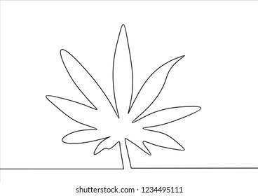 Cannabis leaf. Continuous line