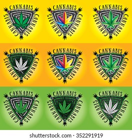 Cannabis leaf design label vector illustartion