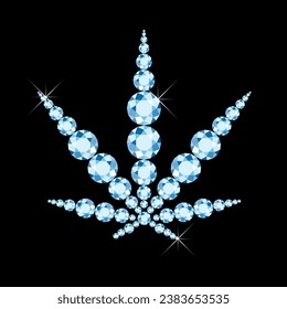 hoja de cannabis con diamantes, ilustración vectorial
