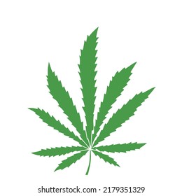 Hoja de cannabis al estilo doodle. Mano Cortada. Dibujo a mano libre. Esbozo.