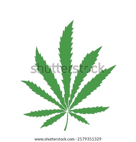 Cannabis leaf in doodle style. Hand Drawn. Freehand drawing. Sketch.