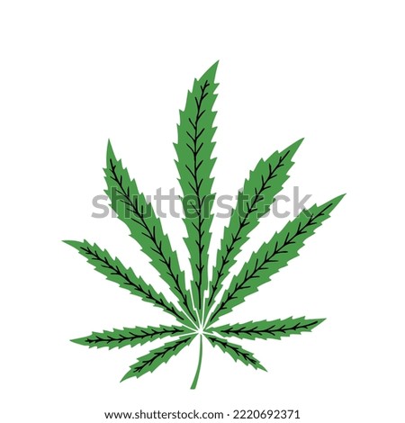 Cannabis leaf in doodle style. Hand Drawn. Freehand drawing. Sketch.	