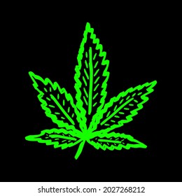 dibujo de hoja de cannabis, ilustración vectorial