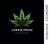Cannabis leaf emblem. Vector logo template.