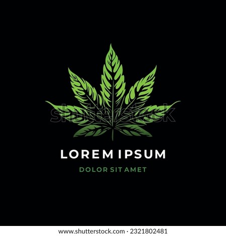 Cannabis leaf emblem. Vector logo template.