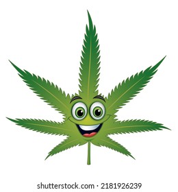Emoji de hoja de cannabis, emoticono - ilustración vectorial aislada en el fondo blanco