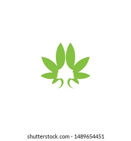 cannabis leaf with face logo template
