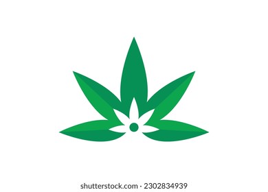 Cannabis Leaf and Flower logo design on white bacground