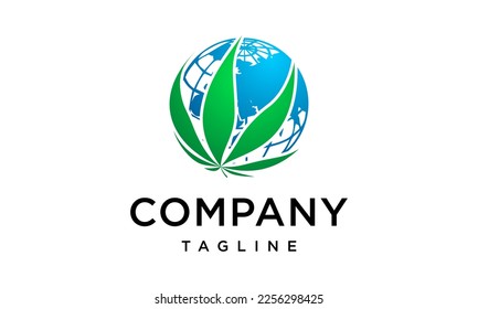 Cannabis leaf and globe design