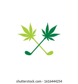 Cannabis Leaf And Golf Logo Vector 003