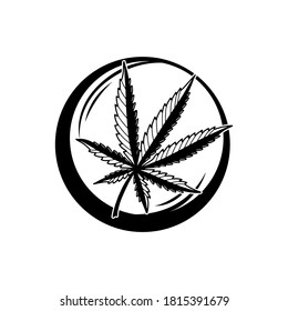 Cannabis leaf in graphic style for ads, logo, banners or shop signboard