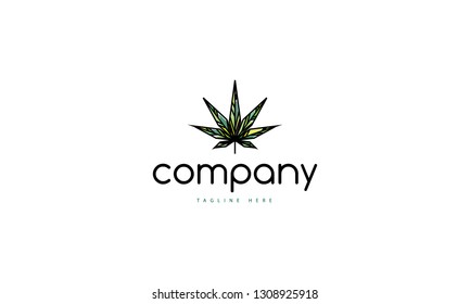 Cannabis Leaf green shade vector logo image