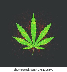 Cannabis-Blatt im brüchigen Stil, Vektorgrafik
