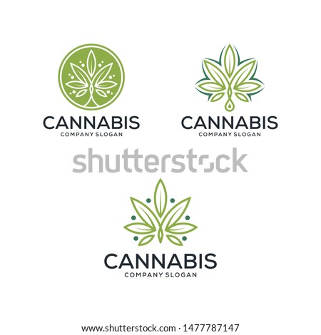 cannabis leaf / hemp line monoline simple vector logo design graphic illustration minimalist 