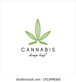 Cannabis Leaf Hemp Logo Design,Natural CBD Icon Vector