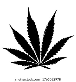 Cannabis leaf. Hemp vector icon on white background