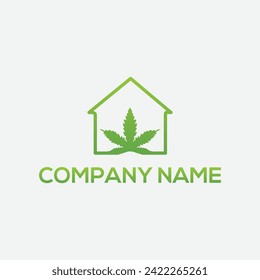 Cannabis leaf with Home Sign logo design