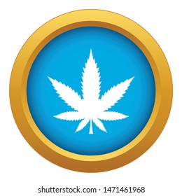 Cannabis leaf icon blue vector isolated on white background for any design
