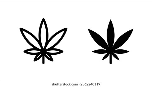 Cannabis leaf Icon collection in filled and stroke style.