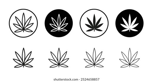 Icono de hoja de cannabis Colección de Vector de contorno delgado plano