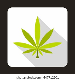 Cannabis leaf icon in flat style with long shadow. Plants symbol