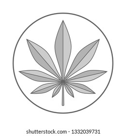 Cannabis leaf icon. Isolated grey sign on white background.  Vector illustration