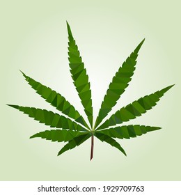 Cannabis leaf icon isolated vector illustration. A cannabis leaf on a light green background.